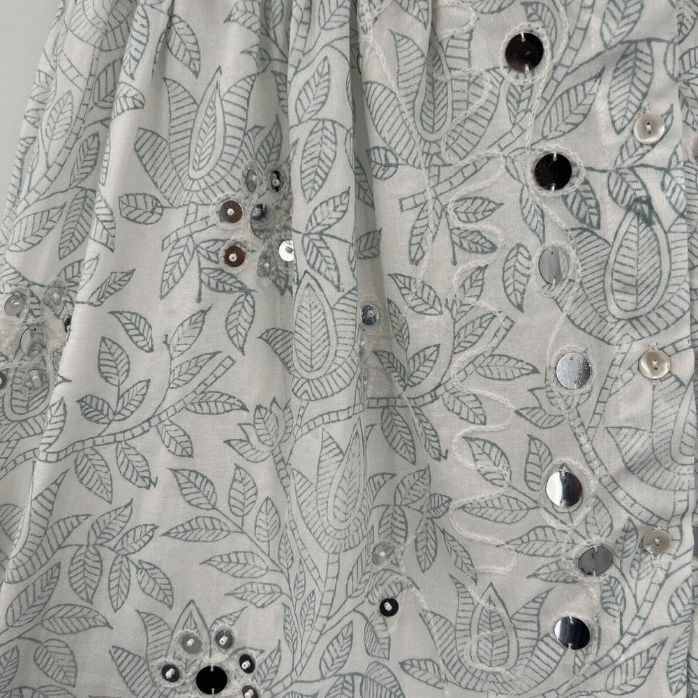 Juliet Dunn Cotton Tie Shoulder Midi Dress White/Denim Blue sz 2/M/6-8 $443 NWT - Picture 5 of 11
